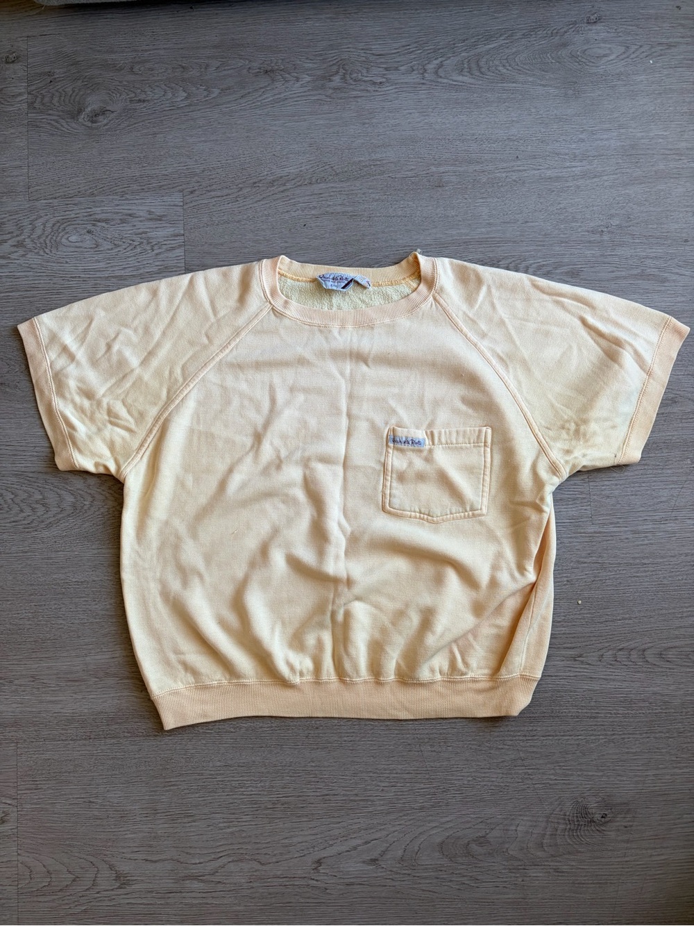 Vintage Oscar de la Renta Short-Sleeve Pocket Tee in Pale Yellow